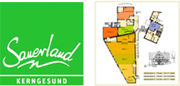 Logo von Sauerland kerngesund und ein Gebäudeplan